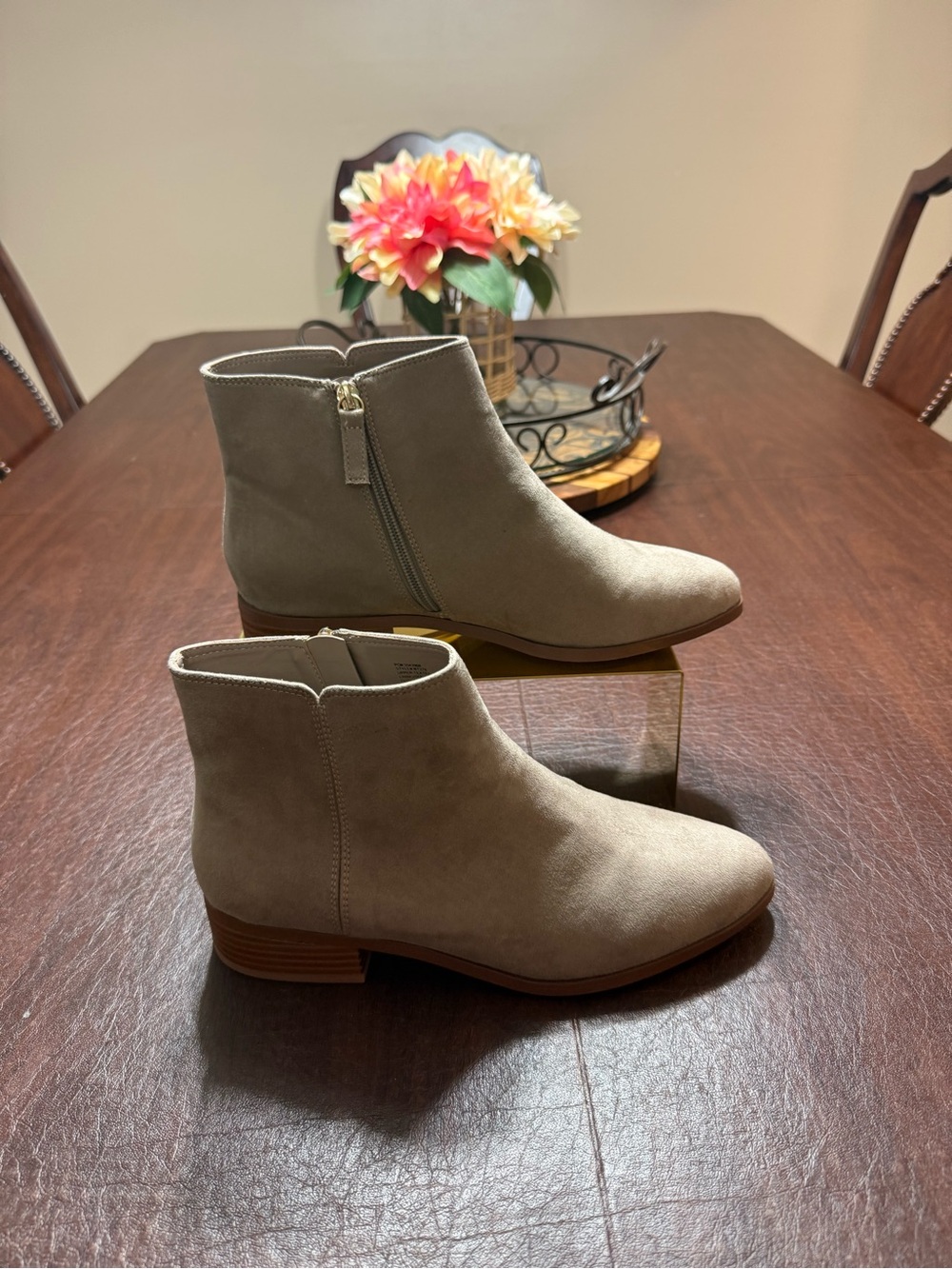 J. Crew Taupe Suede Ankle Booties with Side Zip